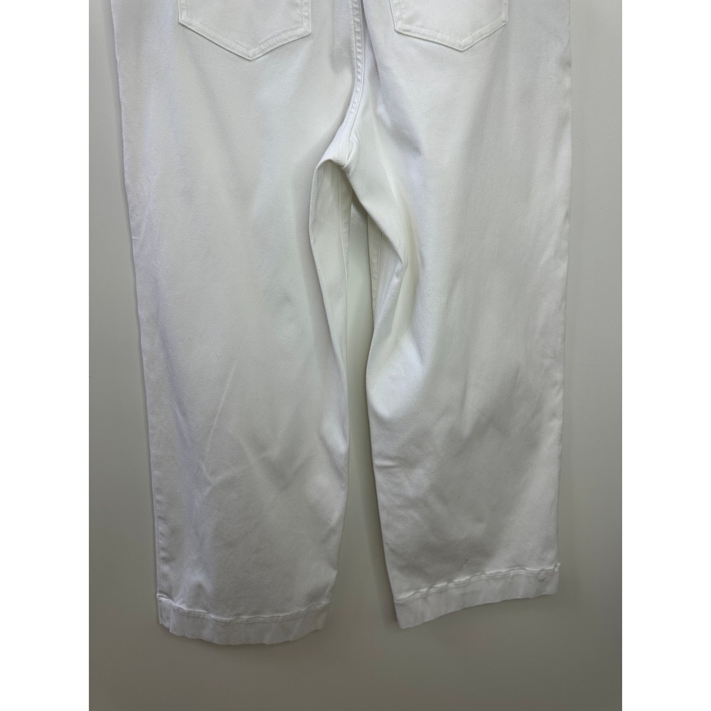 Spanx White High Rise Stretch Twill Cropped Wide Leg Button Pull On Pant Large - Picture 8 of 13